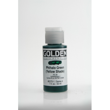 F-02275 - 0738797227514 - Golden - Peinture Acrylic FLUIDS Golden IV 30ml Vert Phthalo (nuance jaune)