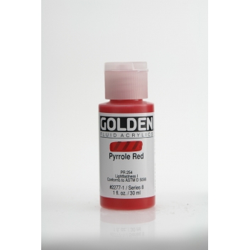 F-02277 - 0738797227712 - Golden - Peinture Acrylic FLUIDS Golden VIII 30ml Rouge Pyrrole