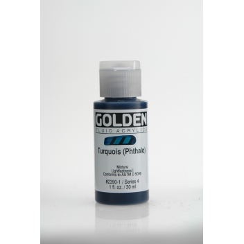 F-02390 - 0738797239012 - Golden - Peinture Acrylic FLUIDS Golden IV 30ml Turquoise Phthalo