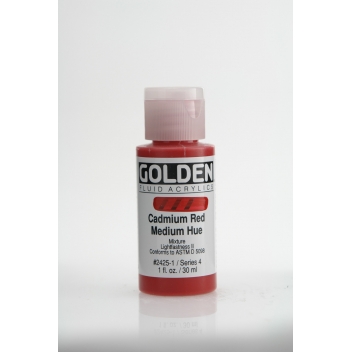 F-02425 - 0738797242517 - Golden - Peinture Acrylic FLUIDS Golden IV 30ml Rouge Cadmium moyen