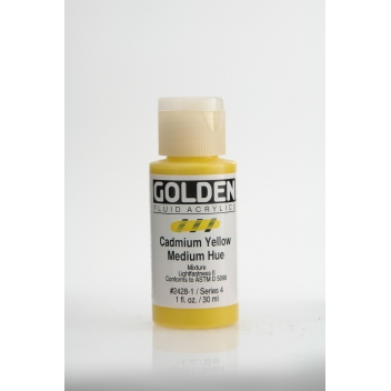F-02428 - 0738797242814 - Golden - Peinture Acrylic FLUIDS Golden IV 30ml Jaune Cadmium moyen