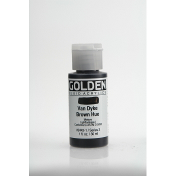 F-02442 - 0738797244214 - Golden - Peinture Acrylic FLUIDS Golden III 30ml Brun Van Dyke