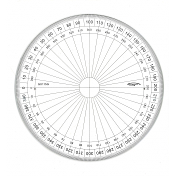 GX115G - 3700010404757 - Graphoplex - Rapporteur cercle entier grades Ø 15 cm