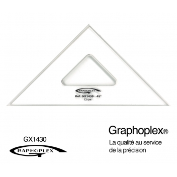 GX1430 - 3700010408953 - Graphoplex - Equerre 45° 3 bords anti-taches 13 cm