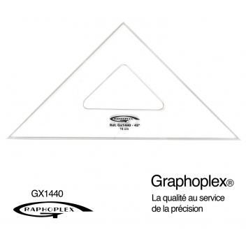 GX1440 - 3700010408960 - Graphoplex - Equerre 45° 3 bords anti-taches 16 cm