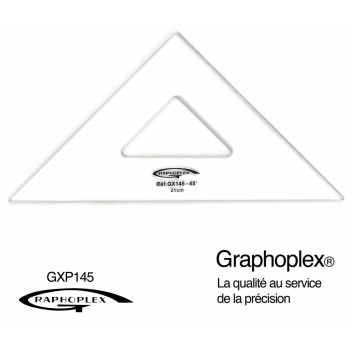 GX145 - 3700010404870 - Graphoplex - Equerre 45° 3 bords droits 21 cm - 3