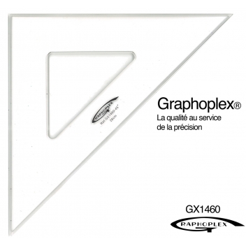 GX146 - 3700010404887 - Graphoplex - Equerre 45° 3 bords droits 26 cm - 2