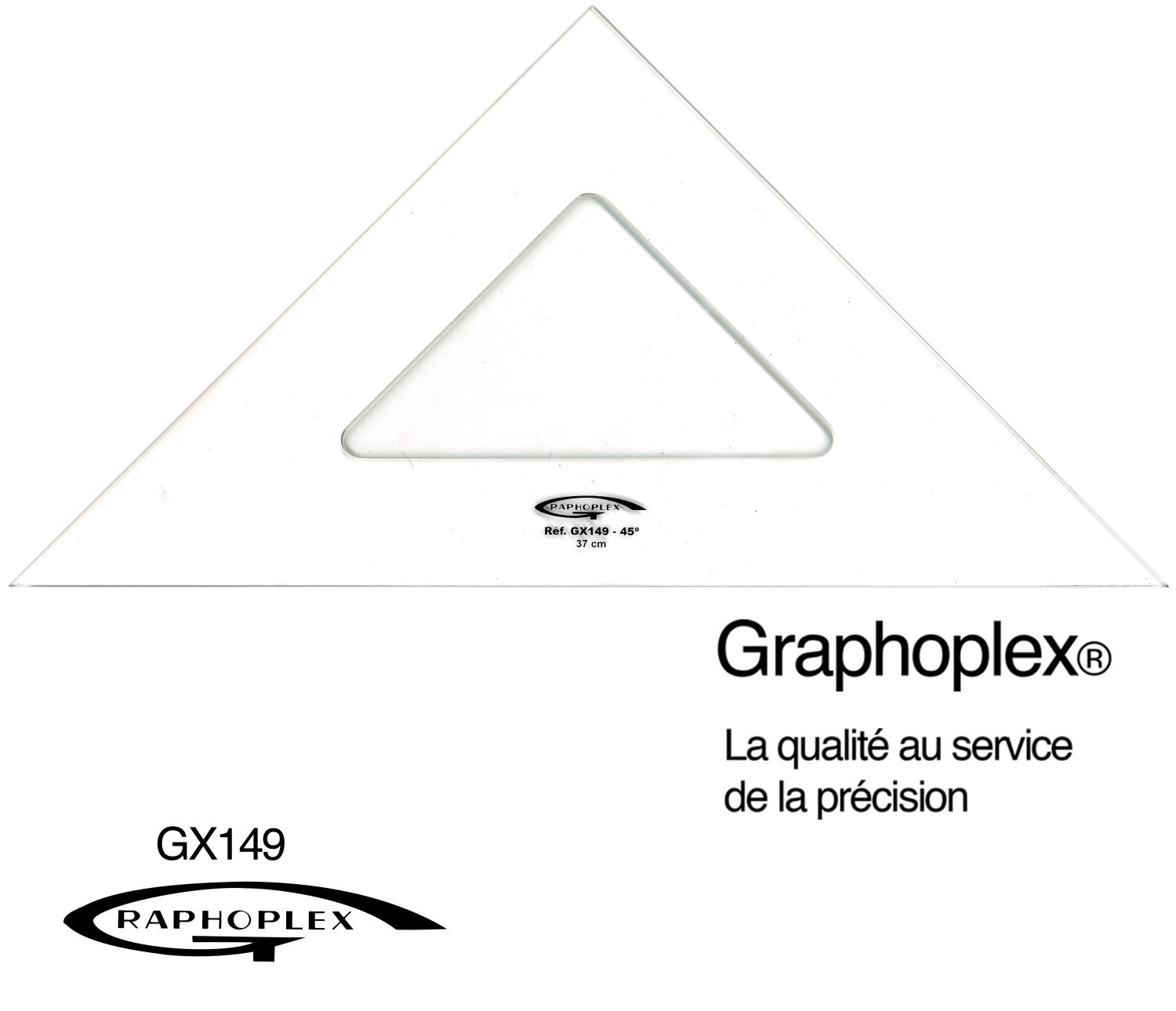 Equerre 45° 3 bords droits 37 cm - Graphoplex référence GX149