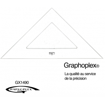 GX1490 - 3700010406263 - Graphoplex - Equerre 45° 3 bords anti-taches 50 cm