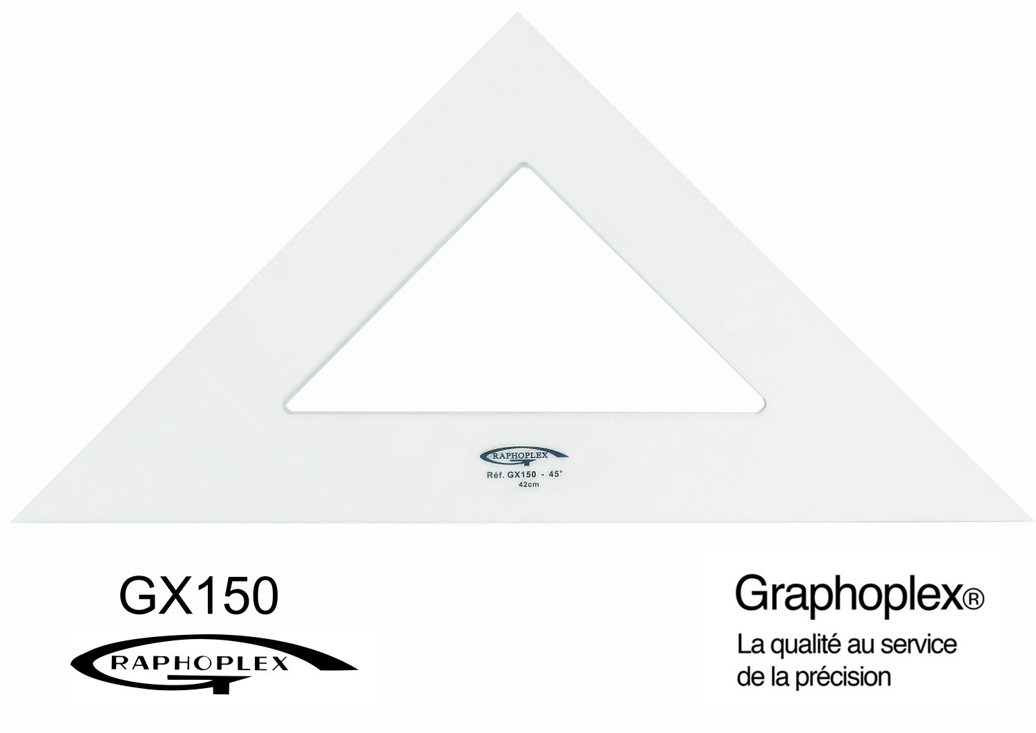 Graphoplex Equerre 45° 3 bords droits 42 cm Transparent