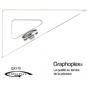 GX170 - 3700010408977 - Graphoplex - Equerre 60° 3 bords droits 10 cm