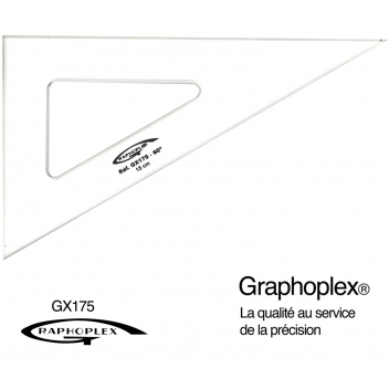 GX175 - 3700010408984 - Graphoplex - Equerre 60° 3 bords droits 15 cm