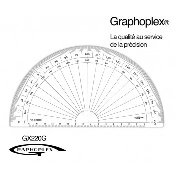 GX220G - 3700010404672 - Graphoplex - Rapporteur 1/2 cercle grades Ø 20 cm