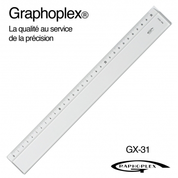 GX31 - 3700010404405 - Graphoplex - Règle transparente 1 biseau + bosselage 30 cm