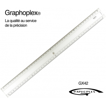 GX42 - 3700010404474 - Graphoplex - Règle transparente 2 biseaux + bosselage 40 cm