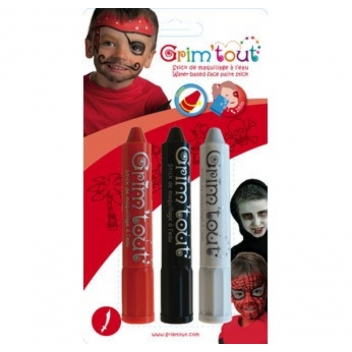GT41822 - 3700010418228 - Grim'tout - Crayons maquillage sans parabène 3 sticks Pirate/Vampire