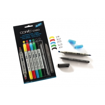 CC5VI - 4013695261348 - Copic - Set 5 marqueurs Copic Ciao Couleurs Vives + 1 Multiliner gratuit