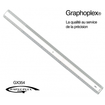GX354 - 3700010404597 - Graphoplex - Règle ciceros 2 biseaux blancs + bosselage 50 cm