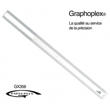 GX356 - 3700010404603 - Graphoplex - Règle picas 2 biseaux blancs + bosselage 50 cm