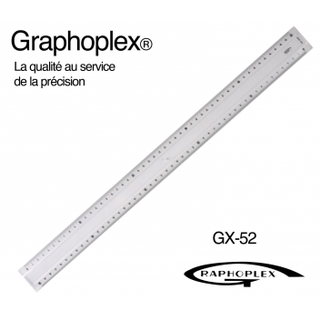 GX52 - 3700010404481 - Graphoplex - Règle transparente 2 biseaux + bosselage 50 cm