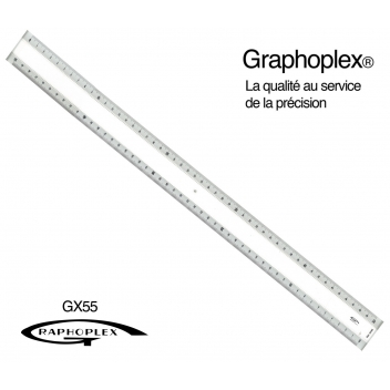 GX55 - 3700010404504 - Graphoplex - Règle transparente 2 biseaux blancs + bosselage 50 cm