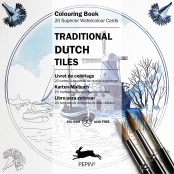 Bloc de 20 cartes à colorier Porcelaine Bleu de Delft