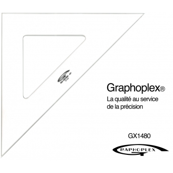 GX1480 - 3700010404979 - Graphoplex - Equerre 45° 3 bords anti-taches 37 cm