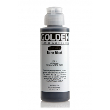 1-02010 - 0738797201040 - Golden - Peinture Acrylic FLUIDS Golden I 119ml Noir Bone Black