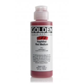 1-02220 - 0738797222045 - Golden - Peinture Acrylic FLUIDS Golden V 119ml Rouge Naphthol moyen