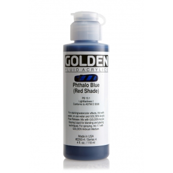 1-02260 - 0738797226043 - Golden - Peinture Acrylic FLUIDS Golden IV 119ml Bleu Phthalo (nuance rouge) - 2
