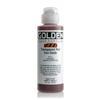 1-02385 - 0738797238541 - Golden - Peinture Acrylic FLUIDS Golden III 119ml Oxyde Fer Rouge transp.