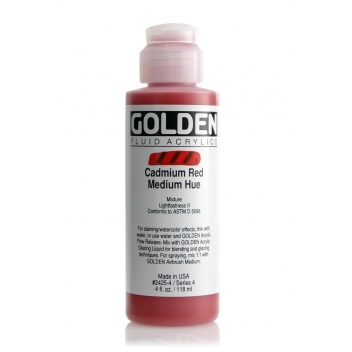 1-02425 - 0738797242548 - Golden - Peinture Acrylic FLUIDS Golden IV 119ml Rouge Cadmium moyen