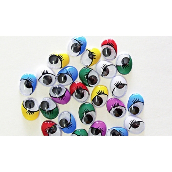 SC41433 - 3700010414336 - Oz international - Yeux mobiles adhésifs ovales avec cils Ø10 mm x104 - 2