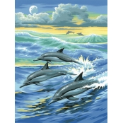 Tableau peinture au numéro Pour enfant Dauphins