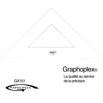 GX151 - 3700010404931 - Graphoplex - Equerre 45° 3 bords droits 50 cm