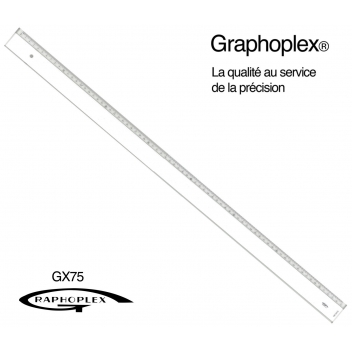 GX75 - 3700010404436 - Graphoplex - Règle transparente 1 biseau + bosselage 75 cm