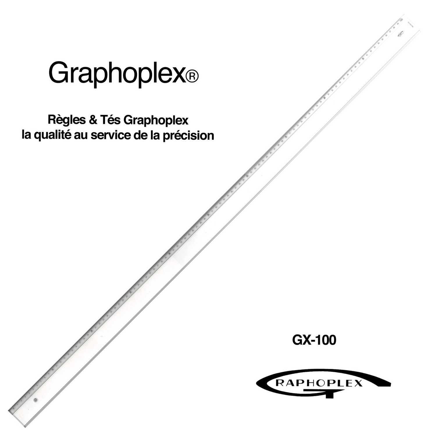 Règle transparente 1 biseau + bosselage 100 cm - Graphoplex ref GX100