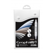 Set de 12 Marqueurs Graph'it Brush Mix greys