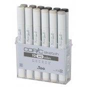 Set 12 marqueurs Manga Copic Sketch Gris chaud