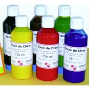 Encre de Chine Lot de 6 flacons 250ml Assortiment