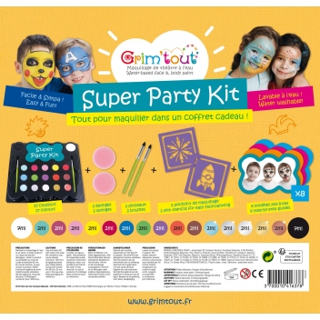 GT41637 - 3700010416378 - Grim'tout - Coffret maquillage pour enfant Super Party Kit 17 couleurs
