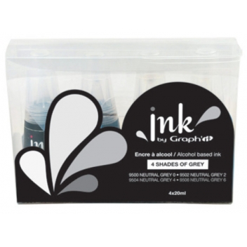 GE00403 - 3700010005831 - Graph it - Ink by Graph'it 4 Recharges d'Encre Neutral grey