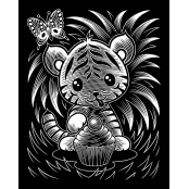 Tableau Scraper à gratter Or Kawaii Tigre farceur