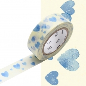 Masking Tape MT nuée de coeurs bleus - heart stamp blue