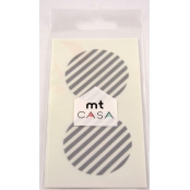 Masking Tape MT Casa Seal Sticker rond en washi Rayé argent