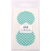 Masking Tape MT Casa Seal Sticker rond en washi Pois fond mint