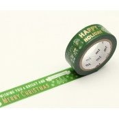Masking Tape MT 1,5 cm Noel Messages de Noël fond vert - calligraphy