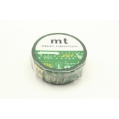 Masking Tape MT 1,5 cm Noel Messages de Noël fond vert - calligraphy