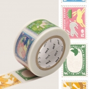 Masking Tape MT EX 2,5 cm timbres animaux - postage stamp