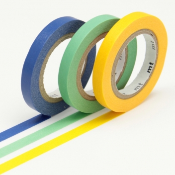 MTSLIM13RZ - 4971910285190 - Masking Tape (MT) - Masking Tape MT Slim 6 mm Set de 3 - unis G (jaune bleu vert) - 2